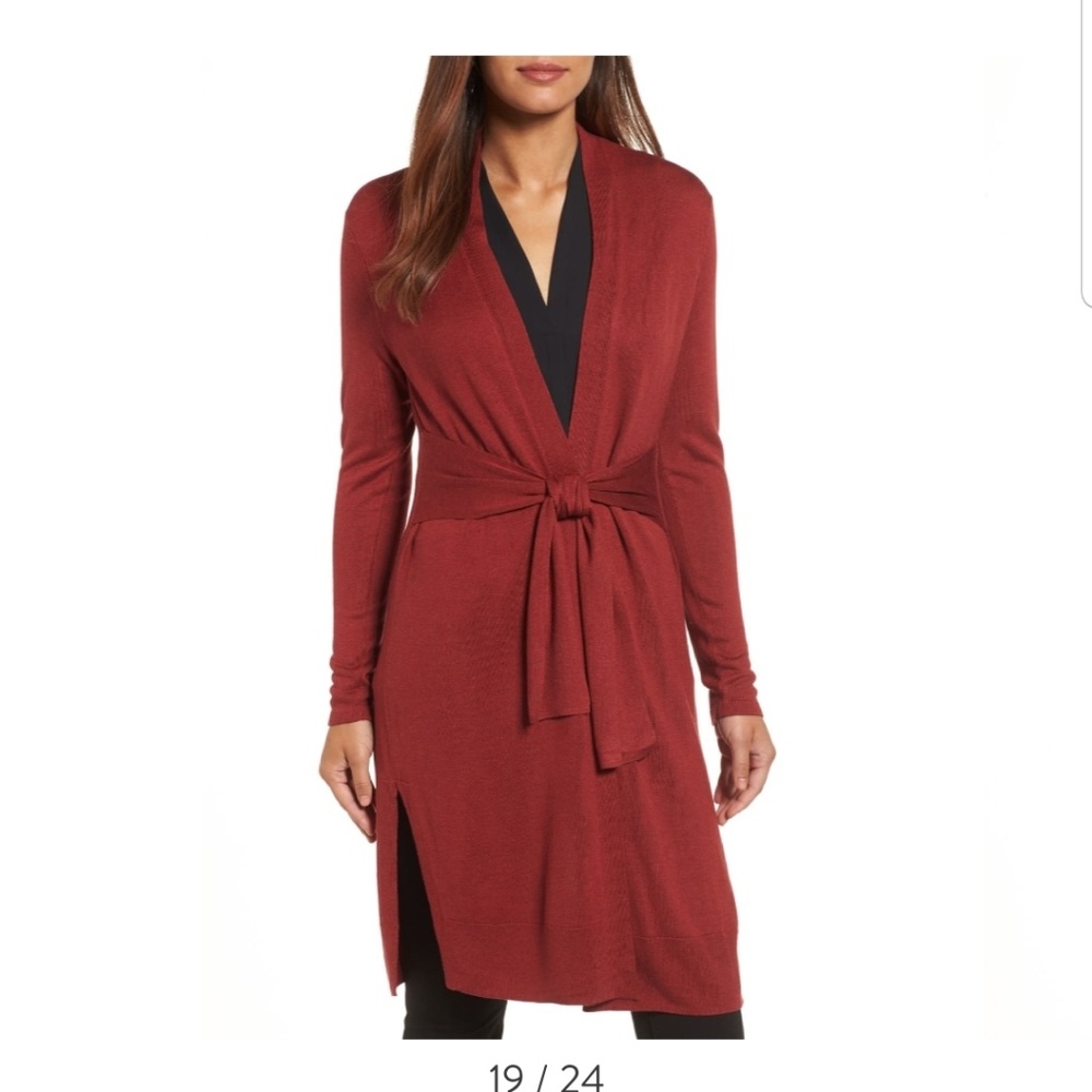 Nic and zoe long trench cardigan red burgundy
